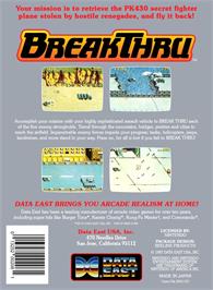 Box back cover for Breakthru on the Nintendo NES.