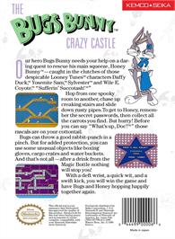 Box back cover for Bugs Bunny Crazy Castle, The on the Nintendo NES.