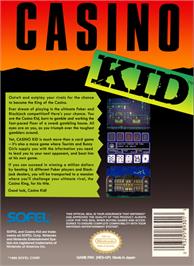 Box back cover for Casino Kid on the Nintendo NES.