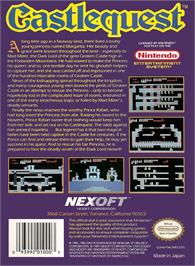 Box back cover for Castlequest on the Nintendo NES.
