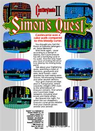 Box back cover for Castlevania 2: Simon's Quest on the Nintendo NES.