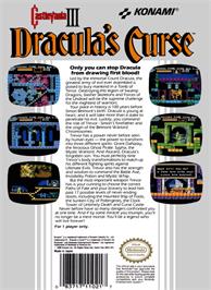 Box back cover for Castlevania III: Dracula's Curse on the Nintendo NES.