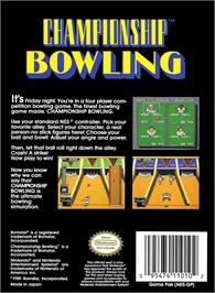 Box back cover for Championship Bowling on the Nintendo NES.