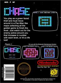 Box back cover for Chase on the Nintendo NES.