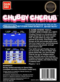 Box back cover for Chubby Cherub on the Nintendo NES.