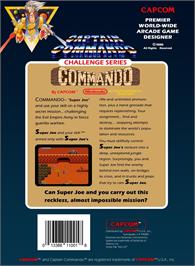 Box back cover for Commando on the Nintendo NES.