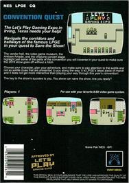 Box back cover for Convention Quest on the Nintendo NES.