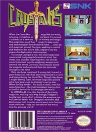 Box back cover for Crystalis on the Nintendo NES.
