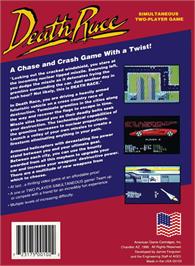 Box back cover for Death Race on the Nintendo NES.