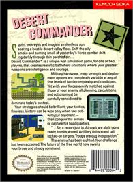 Box back cover for Desert Commander on the Nintendo NES.