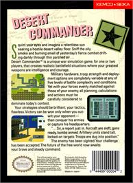 Box back cover for Desert Commander on the Nintendo NES.