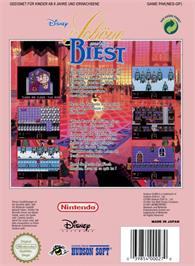 Box back cover for Disney's Beauty And The Beast on the Nintendo NES.
