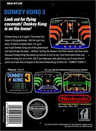 Box back cover for Donkey Kong 3 on the Nintendo NES.