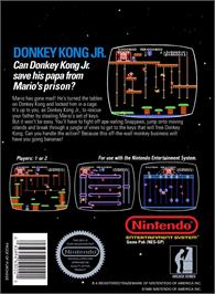 Box back cover for Donkey Kong Jr. on the Nintendo NES.