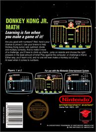 Box back cover for Donkey Kong Junior Math on the Nintendo NES.