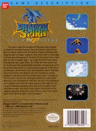 Box back cover for Dragon Spirit on the Nintendo NES.