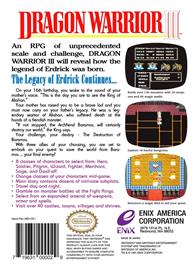 Box back cover for Dragon Warrior 3 on the Nintendo NES.