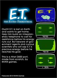 Box back cover for E.T. - The Extra Terrestrial on the Nintendo NES.