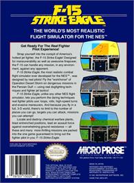 Box back cover for F-15 Strike Eagle on the Nintendo NES.