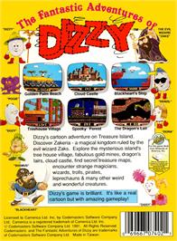 Box back cover for Fantastic Adventures of Dizzy on the Nintendo NES.