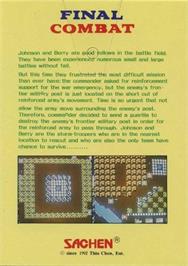 Box back cover for Final Combat on the Nintendo NES.
