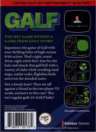 Box back cover for Galf on the Nintendo NES.
