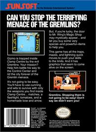 Box back cover for Gremlins 2 - The New Batch on the Nintendo NES.