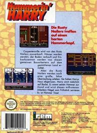 Box back cover for Hammerin' Harry on the Nintendo NES.