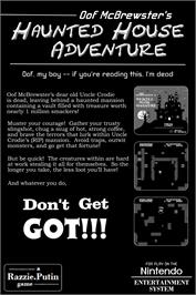 Box back cover for Haunted House on the Nintendo NES.