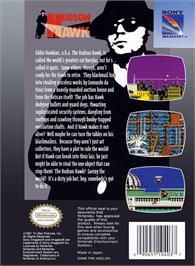 Box back cover for Hudson Hawk on the Nintendo NES.