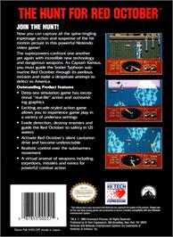 Box back cover for Hunt for Red October on the Nintendo NES.