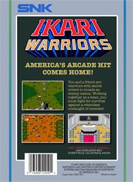 Box back cover for Ikari Warriors on the Nintendo NES.