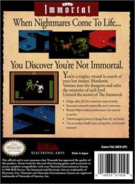 Box back cover for Immortal, The on the Nintendo NES.