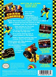Box back cover for Incredible Crash Dummies, The on the Nintendo NES.