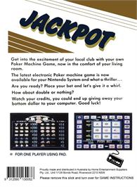 Box back cover for Jackpot on the Nintendo NES.