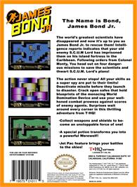 Box back cover for James Bond Jr. on the Nintendo NES.