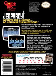 Box back cover for Jeopardy! on the Nintendo NES.