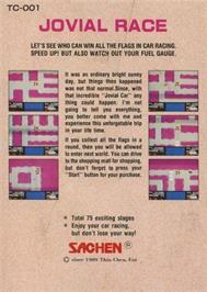 Box back cover for Jovial Race on the Nintendo NES.