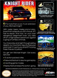 Box back cover for Knight Rider on the Nintendo NES.