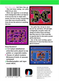 Box back cover for Krazy Kreatures on the Nintendo NES.