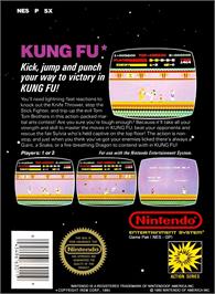 Box back cover for Kung Fu on the Nintendo NES.