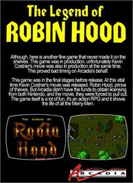 Box back cover for Legend Of Robin Hood, The on the Nintendo NES.