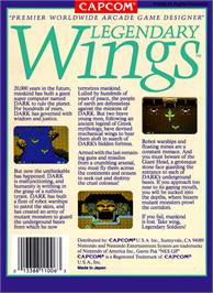 Box back cover for Legendary Wings on the Nintendo NES.