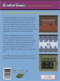Box back cover for Legends of Owlia, The on the Nintendo NES.