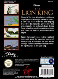Box back cover for Lion King, The on the Nintendo NES.