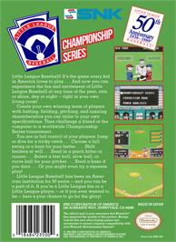 Box back cover for Little League Baseball Championship Series on the Nintendo NES.