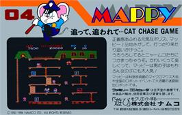 Box back cover for Mappy on the Nintendo NES.