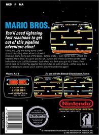 Box back cover for Mario Bros. on the Nintendo NES.