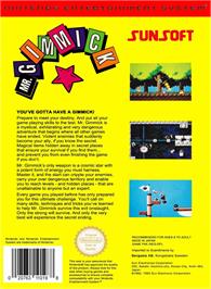 Box back cover for Mr Gimmick on the Nintendo NES.