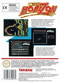 Box back cover for Over Horizon on the Nintendo NES.